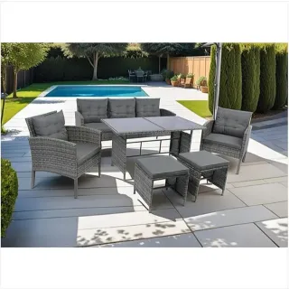 NUEVO: TERRAZA CONJUNTO MESA CON SILLAS Y PUFF