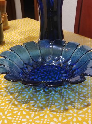Frutero cristal azul