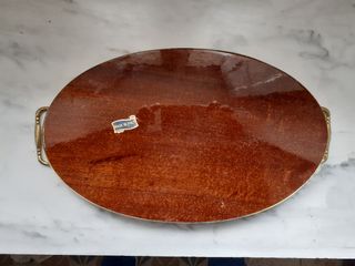 Vassoio legno intarsio anni '70