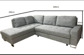 Sofá cama chaise longue gris MODELO FEBE