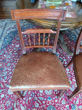 2 Sillas Comedor Madera Cuero