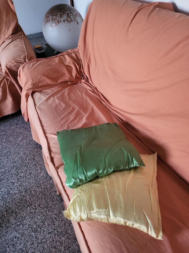 Cuscini soggiorno raso verde giallo