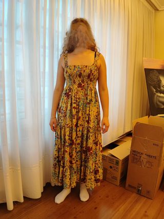 Vestido largo amarillo floral