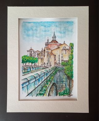 Mosteiro S.Gonçalo Amarante Portugal  Aguarela ori