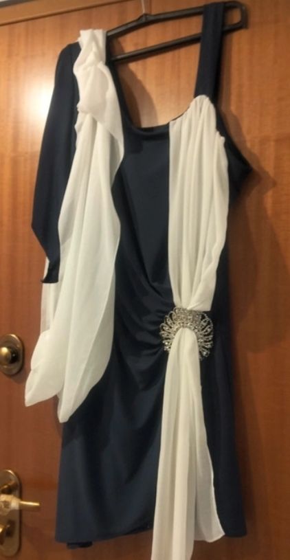 Abito cerimonia blu e bianco