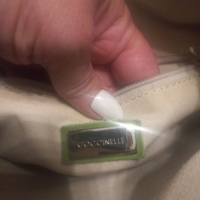 Coccinelle borsa a mano beige e verde