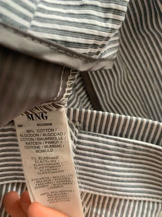 Shorts MNG rayas azul-blanco, talla 34