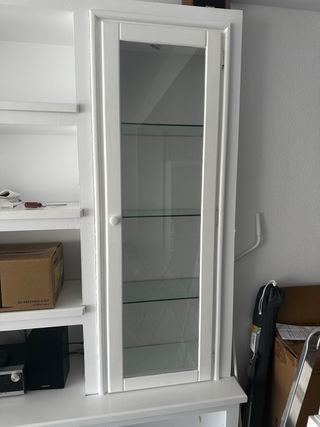 Cajonera 3 cajones blanca, puerta vitrina