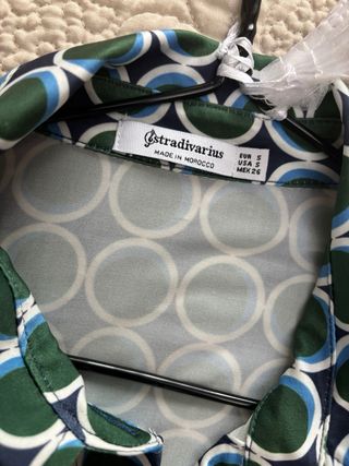 Camisa Stradivarius - Azul y Verde - Talla S