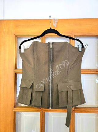 Top palabra de honor khaki zara