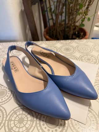 Ballerine/Décolleté in pelle azzurra
