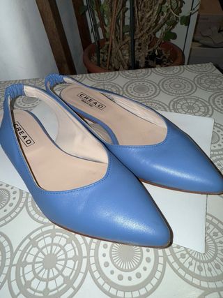 Ballerine/Décolleté in pelle azzurra