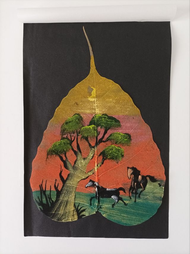 Dipinti indiani su foglie di banyan