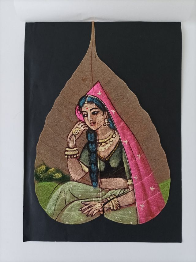 Dipinti indiani su foglie di banyan