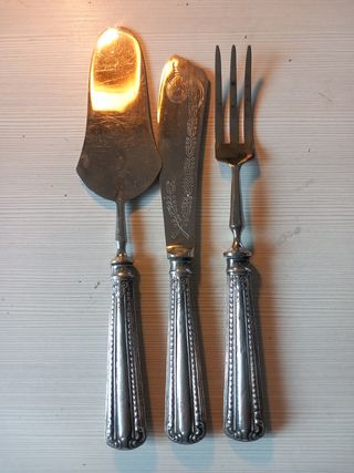 Set 3 posate argento: spatola, coltello, forchetta