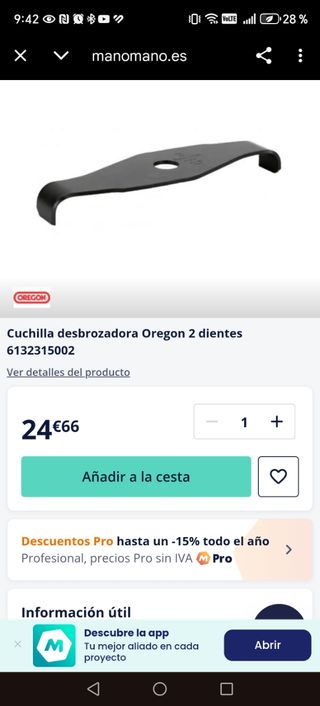 Cuchilla desbrozadora Oregon 2 dientes