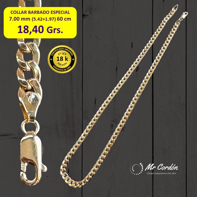 Collar Barbado Especial 7.00 mm Oro 18 Kilates