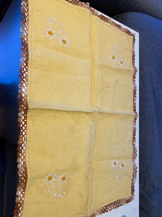 Mantel individual lino, amarillo y marrón