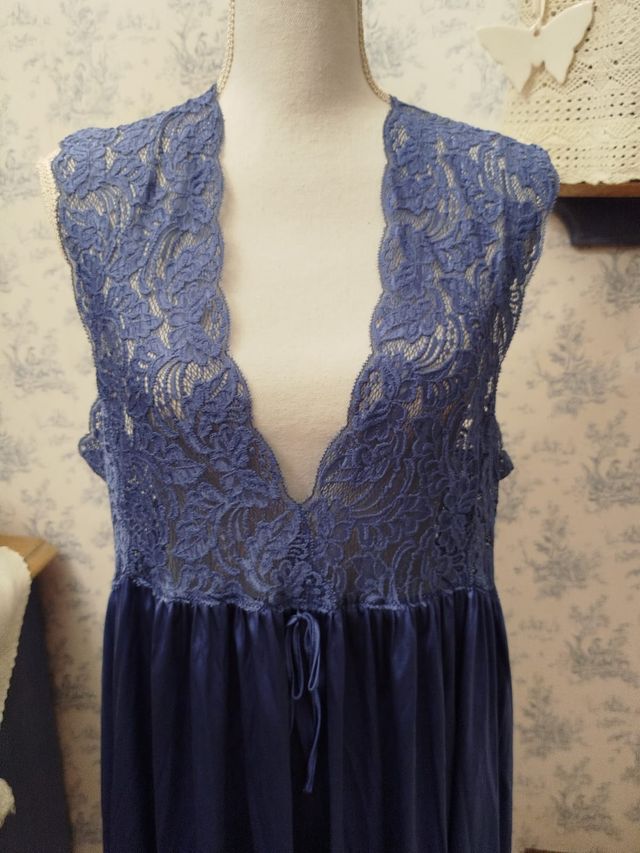 Camicia da notte vintage con pizzo Made in Italy