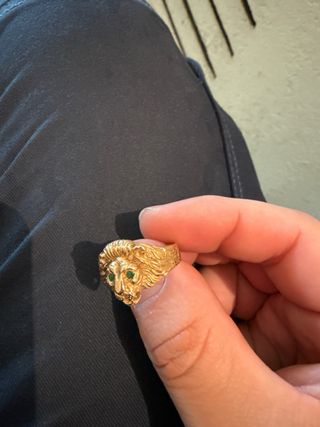 Anillo León Oro 18k - Esmeralda