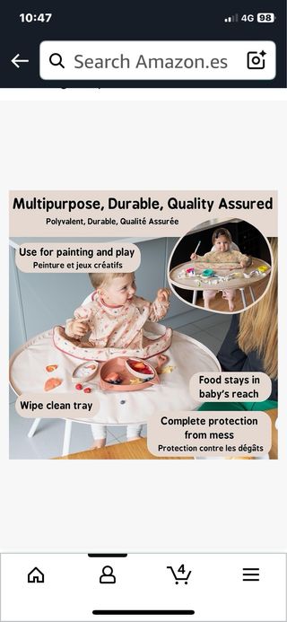 Tidy Tot Bib Tray Babero Bandeja Baby Led Weaning