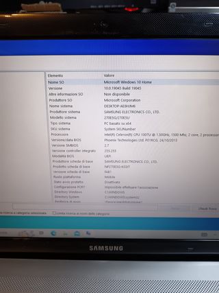 Notebook Samsung 270E con Windows 10