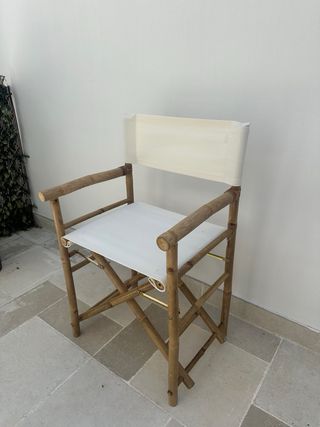 3 Sillas director bambú beige