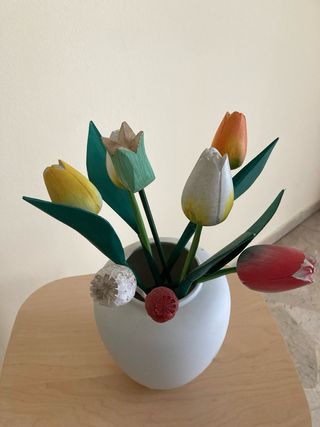 8 fiori in legno lavabili