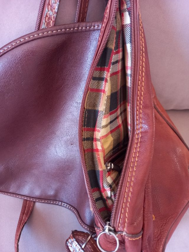 Mochila bandolera piel marrón