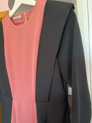 Vestido fiesta bicolor negro-rosa
