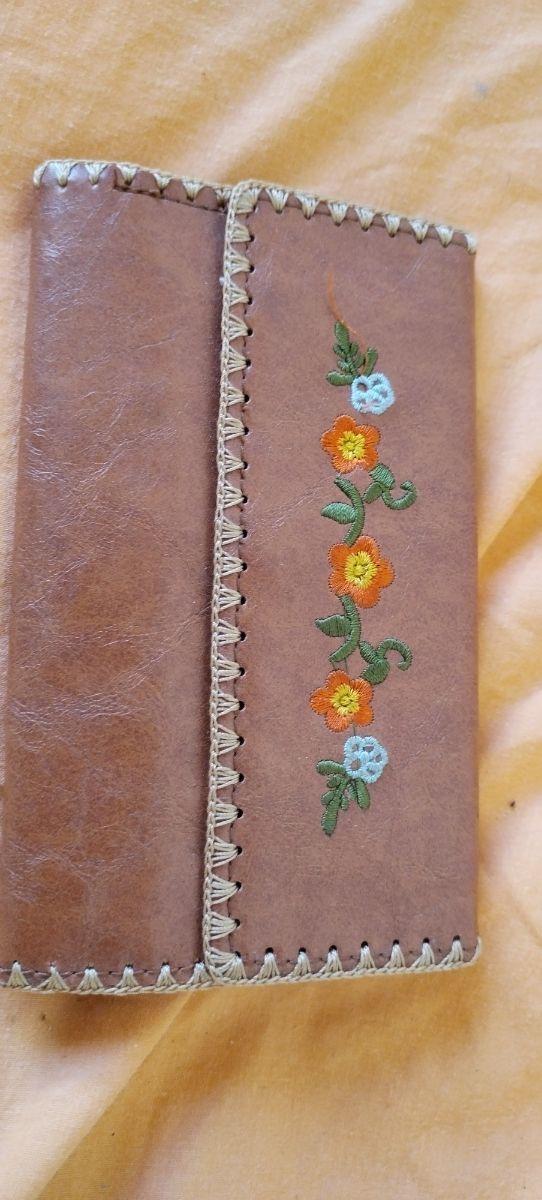 Billetera Piel Marrón - Bordada