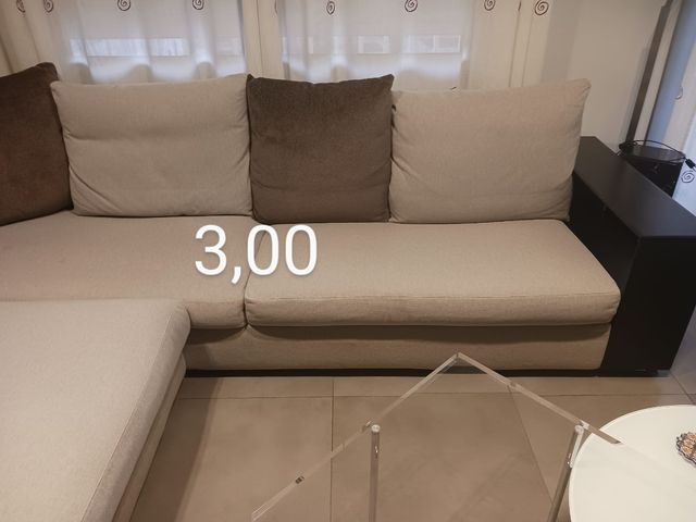 Sofá chaise longue beige