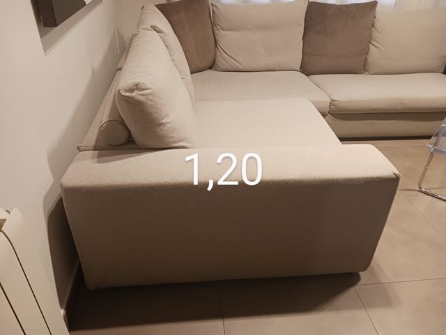 Sofá chaise longue beige