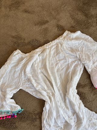 Vestido blanco ibicenco - borlas