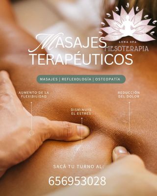 Masajes terapéuticos relajantes,
Deportivos