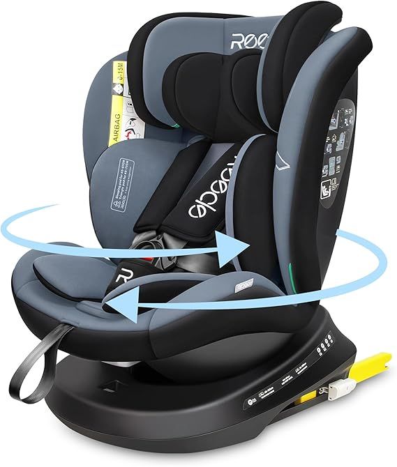 Seggiolino Auto Girevole Reecle I-Size 360 con ISOFIX, 40-150cm (0~36kg), Circa 0-12 anni (Nero)