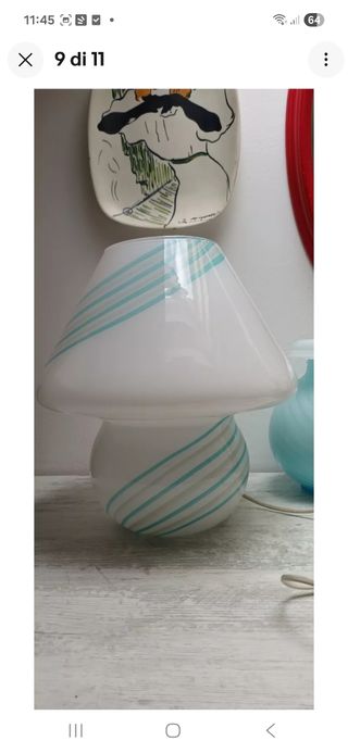 Lampada Vetro Murano vintage a fungo