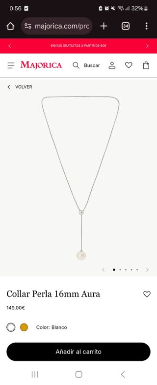 Collar largo perla Majorica
