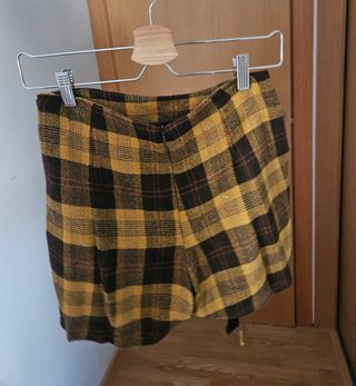 Falda pantalón cuadros Zara