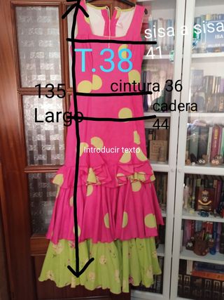 T.38-40 traje flamenca fucsia pistacho, mantoncill