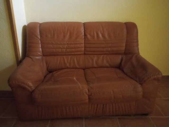 Sofá marrón polipiel 2 plazas