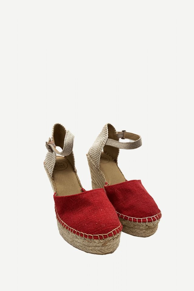 Alpargatas cuña rojas beige