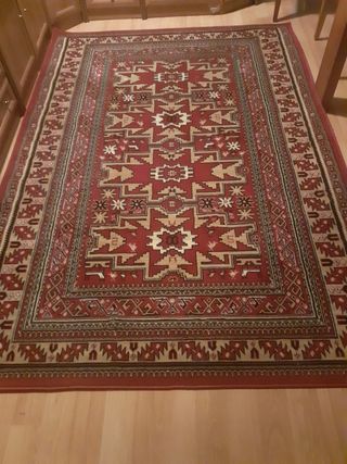 Alfombra salón roja y beige