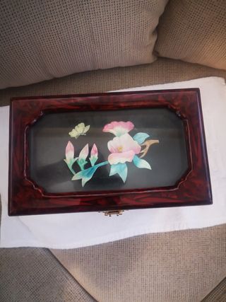 Joyero chino musical, madera. Nuevo, vintage 