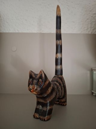 gato madera decoración