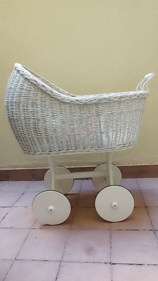 Moisés mimbre bebé blanco