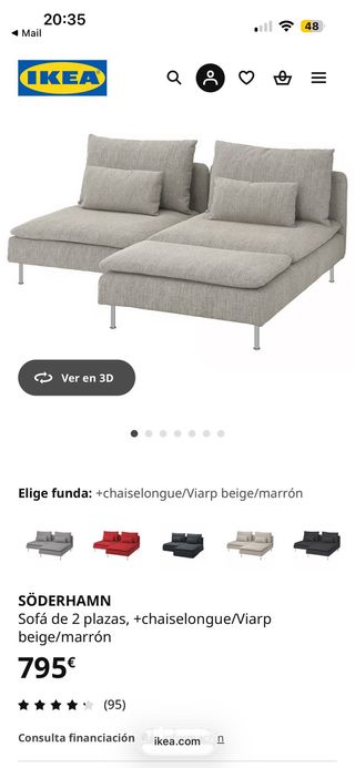 Sofá Ikea Söderhamn 2 plazas beige/marron