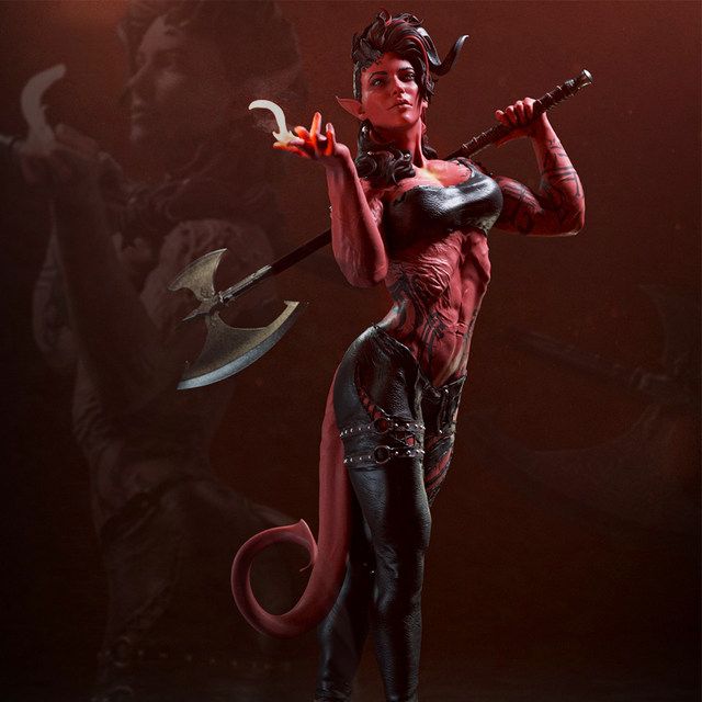 Karlach figura in resina dipinta a mano di Baldur