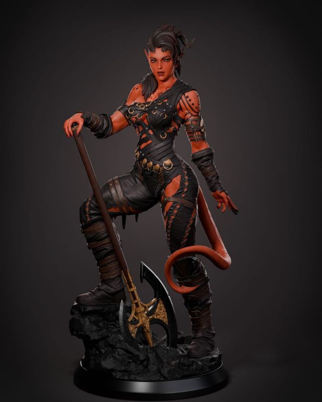 Karlach figura in resina dipinta a mano di Baldur