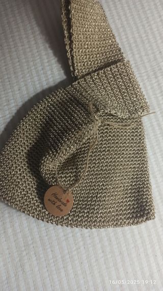 Bolso crochet beige dorado